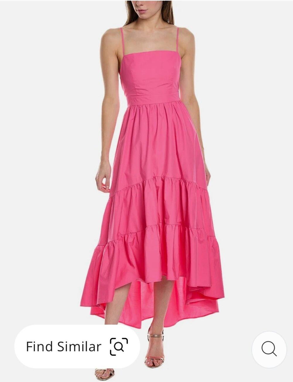 New Aqua Women’s Square Neck Low Back Straps High-Low Tiered A-Line Dress Size S